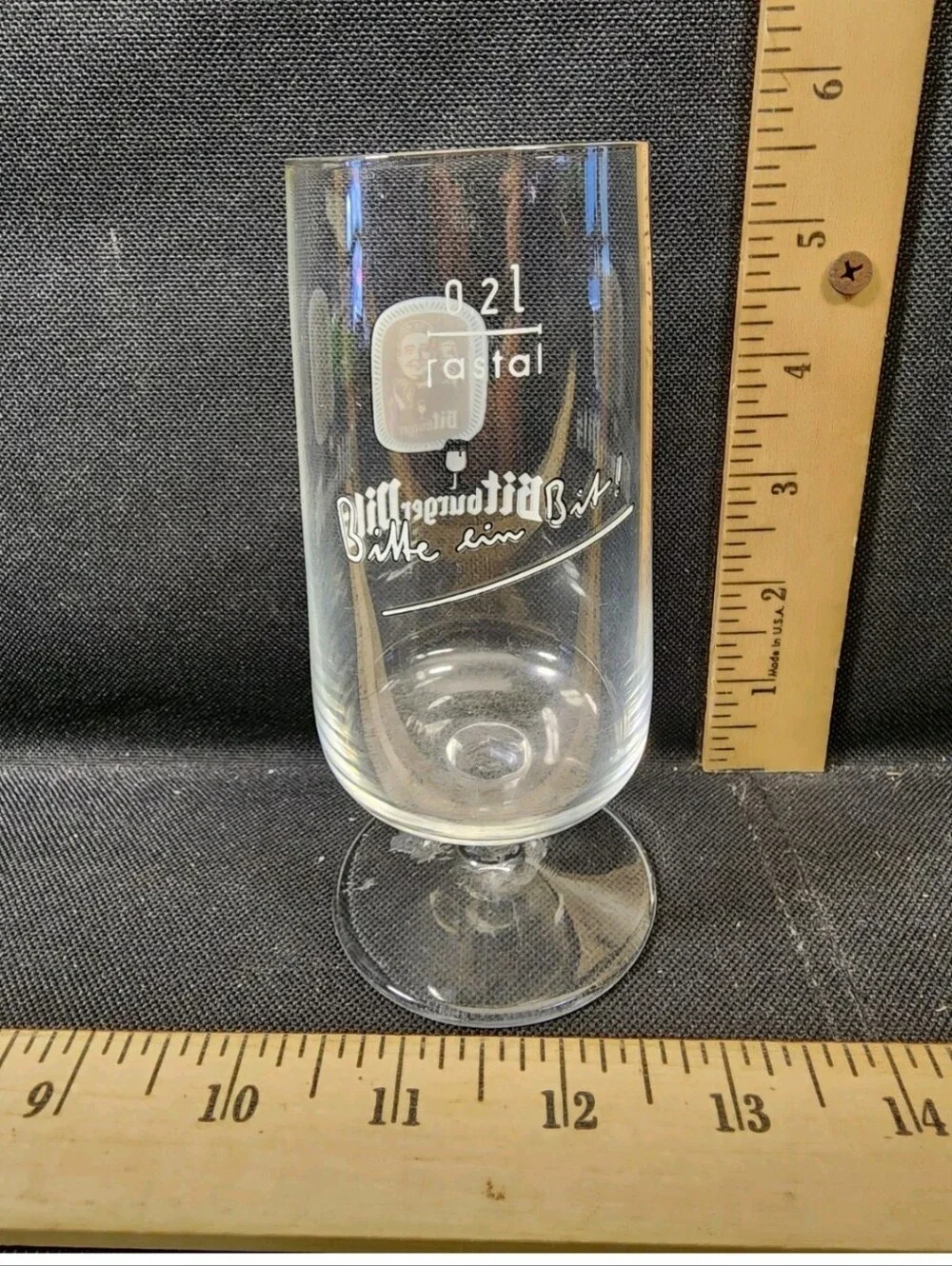 Vintage Bitburger Pils German Beer Clear Stemmed Glass 0.2L Rastal Size